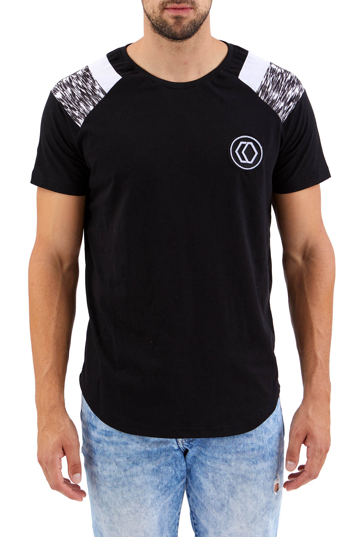 T-shirt Jet Black with Lines