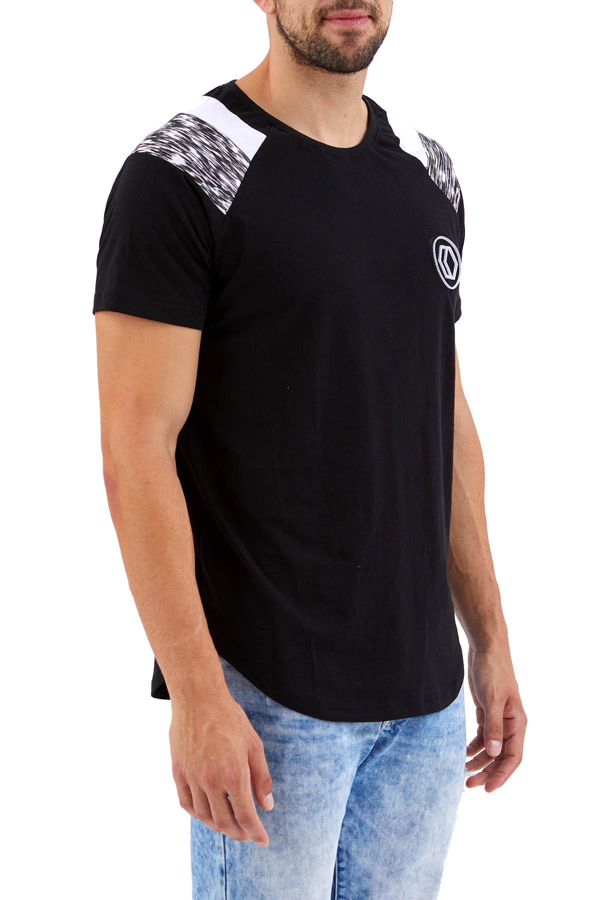 T-shirt Jet Black with Lines