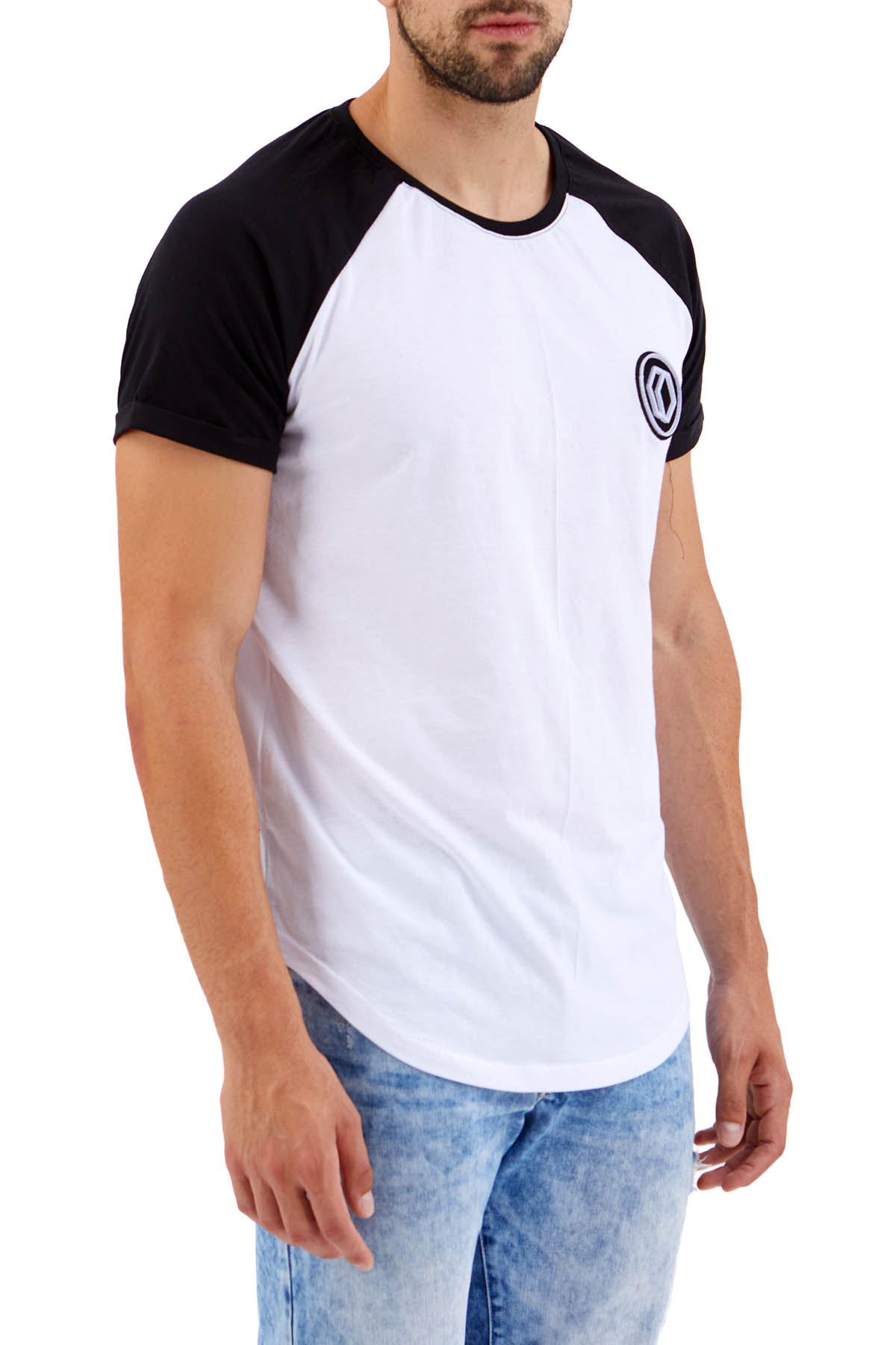 T-shirt White with Black Sleeves